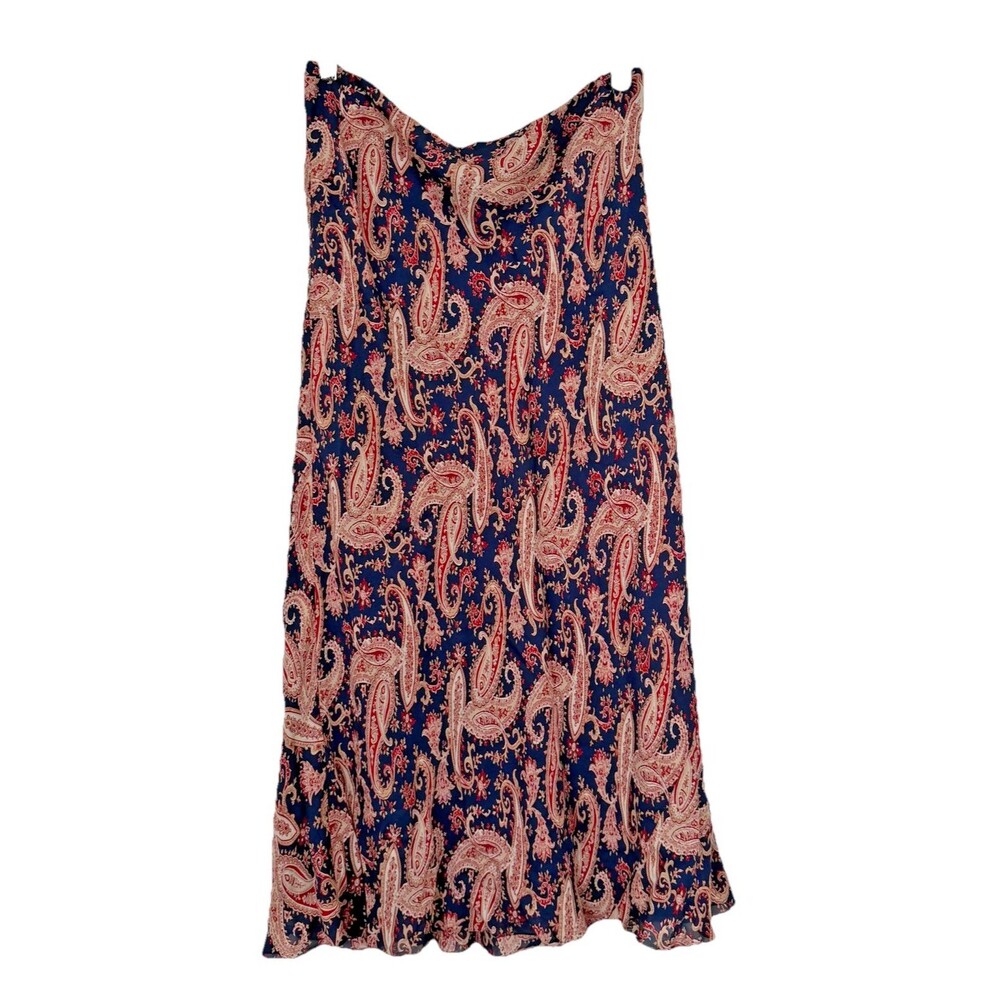 VTG Lauren Ralph Lauren 100% Silk Skirt 18 Paisley Old Money English Countryside